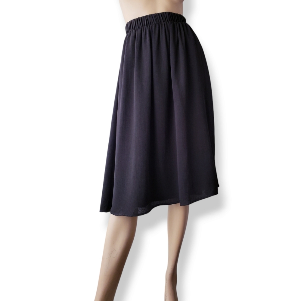 A'gaci Black Textured A-Line Midi Skirt - Picture 8 of 8